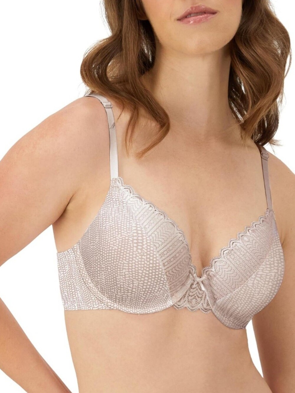 Maidenform Light Pink Lace-Trim Convertible Padded Underwire Plunge Bra
